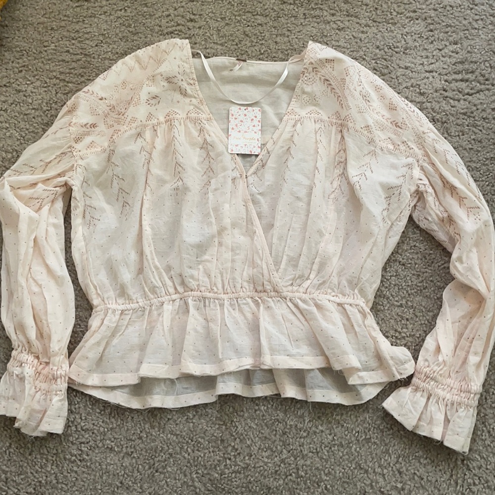 Free people counting stars metallic cotton blouse